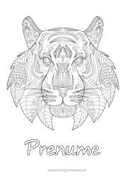 Desen liber de colorat Mandala Tigru Animal Anul Nou Chinezesc Zentangle Animale sălbatice din Africa