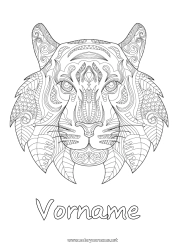 Malvorlage anpassen Mandala Tiger Tier Chinesisches Neujahr Zentangle Wilde Tiere Afrikas