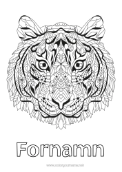 Gratis färgläggning Mandala Tigern Djur Kinesiskt nyår Afrikas vilda djur