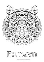 Farvelægningssiden tilpasning Mandala Tiger Dyr Kinesisk nytår Afrikanske vilde dyr