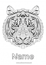 Coloring to customize Mandala Tiger Animal Chinese New Year Wild animals of Africa