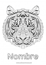 Dibujo libre Mandala Tiger Animales Año Nuevo chino Animales salvajes de África