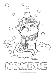 Colorear para personalizar Lindo Cat Nieve Invierno Animales Perros y gatos Gorro de Invierno
