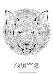 Free drawing Mandala Dog Animal Chinese New Year Complex coloring pages Dog and cat