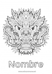 Dibujo libre Mandala Dragón Animales Año Nuevo chino Dibujos complejos para colorear Dragones, unicornios y animales fantásticos