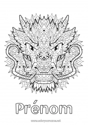 Coloriage gratuit Mandala Dragon Animal Nouvel An chinois Coloriages complexes Dragons, licornes et animaux fantastiques