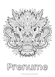 Pagină de colorat personalizată Mandala Dragon Animal Anul Nou Chinezesc Desene de colorat complexe Dragoni, unicorni și animale fantastice