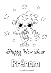 Coloriage gratuit Bonne année Animal Nouvel An chinois Singe Animaux sauvages d'Afrique