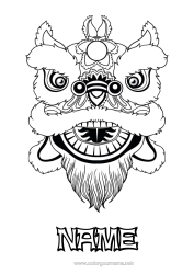 Free colouring Lion Chinese New Year Wild animals of Africa