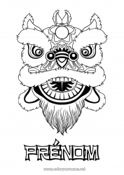 Coloriage gratuit Lion Nouvel An chinois Animaux sauvages d'Afrique