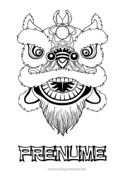 Desen liber de colorat Leu Anul Nou Chinezesc Animale sălbatice din Africa