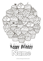 Free colouring Cake Birthday Fairy cake Complex colouring pages Happy birthday message