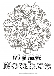 Dibujo libre Tarta Cumpleaños Dibujos complejos para colorear Mensaje de feliz cumpleaños (inglés)