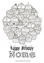 Disegno gratuito Torta Compleanno Colorazioni complesse Buon compleanno (francese) Messaggio