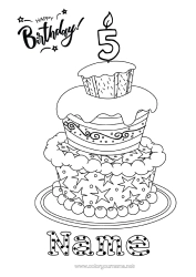 Free colouring Candle Cake Birthday Intermediate colouring sheets Customisable age celebrated