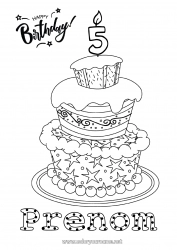 Coloriage gratuit Bougie Gâteau Anniversaire Coloriages intermédiaires Age fêté personnalisable