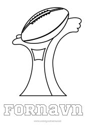 Gratis farvelægning Sport Super Bowl Rugby Pokalen, trofæet, medaljen USA Rugbybold Holdidræt Konkurrencer og priser