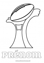 Coloriage gratuit Sport Super Bowl Rugby Coupe, trophée, médaille USA Ballon de rugby Sports d'équipe Compétitions et récompenses