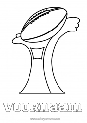 Gratis tekening Sport Super Bowl Rugby Beker, trofee, medaille VS Rugbybal Teamsporten Wedstrijden en beloningen