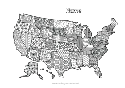 Free colouring United States of America Geography Zentangle