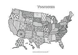 Gratis kleurplaat VS Geografie Zentangle