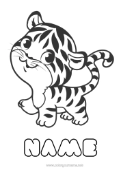 Free colouring Tiger Animal Chinese New Year Wild animals of Africa