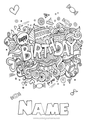 Free colouring Sweets Cake Birthday