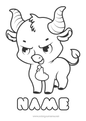Colouring to customise Animal Chinese New Year Buffalo, Beef Farm Animals