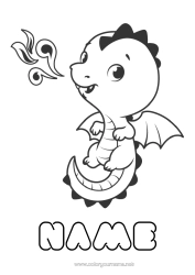 Free colouring Dragon Animal Chinese New Year Dragons, unicorns, and fantastical creatures