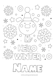 Free colouring Snow Winter Dog Snowflakes Dogs and cats