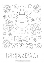 Coloriage gratuit Neige Hiver Chien Flocons de neige Chiens et chats