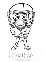 Coloriage enfant Déguisement Sport Carnaval Super Bowl Sports d'équipe