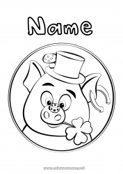 Free coloring Pig Luck Farm animals