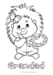 Free colouring Cute Hedgehog Art Animal Forest animals Crafts.