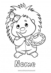 Pagina da colorare per bambini Carino Riccio Arte Animale Animali della foresta Professioni artistiche