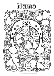 Free colouring Mandala Clover Ireland Horseshoe Celtic