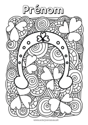 Coloriage à personnaliser Mandala Trèfle Irlande Fer à cheval Celtique