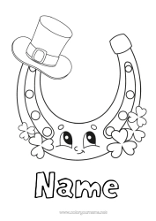 Free colouring Fortune Clover Ireland Horseshoe