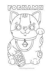 Gratis teckning Katt Tur Japan Maneki Neko Hundar och katter