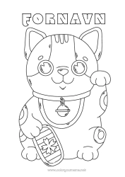 Gratis tegning Katt Sjanse Japan Maneki Neko Hunder og katter