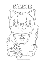 Free colouring Cat Fortune Japan Maneki Neko Dogs and cats