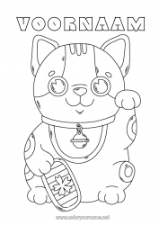 Gratis tekening Kat Geluk Japan Maneki Neko Honden en katten