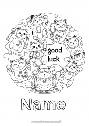 Free drawing Cat Luck Japan Maneki Neko Dog and cat