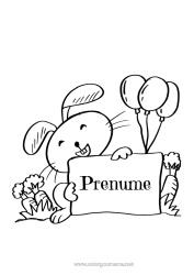 Desen liber de colorat Baloane Sărbătoare Iepure Animal Animale din pădure Plăcuță