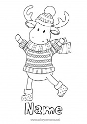 Coloring to customize Winter Sheep Reindeer Christmas elves Farm animals Forest animals Sweater