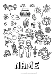 Free colouring Chinese New Year