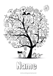 Colouring to customise Chinese New Year Tree
