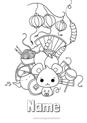 Colouring to customise Chinese New Year Rat Forest Animals