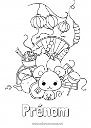 Coloriage gratuit Nouvel An chinois Rat Animaux de la forêt