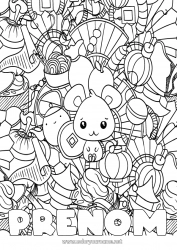 Coloriage gratuit Nouvel An chinois Rat Animaux de la forêt